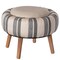 Fabulaxe Modern Striped Round Fabric Ottoman with Inner Storage , White and Blue QI004321 - alternate 1